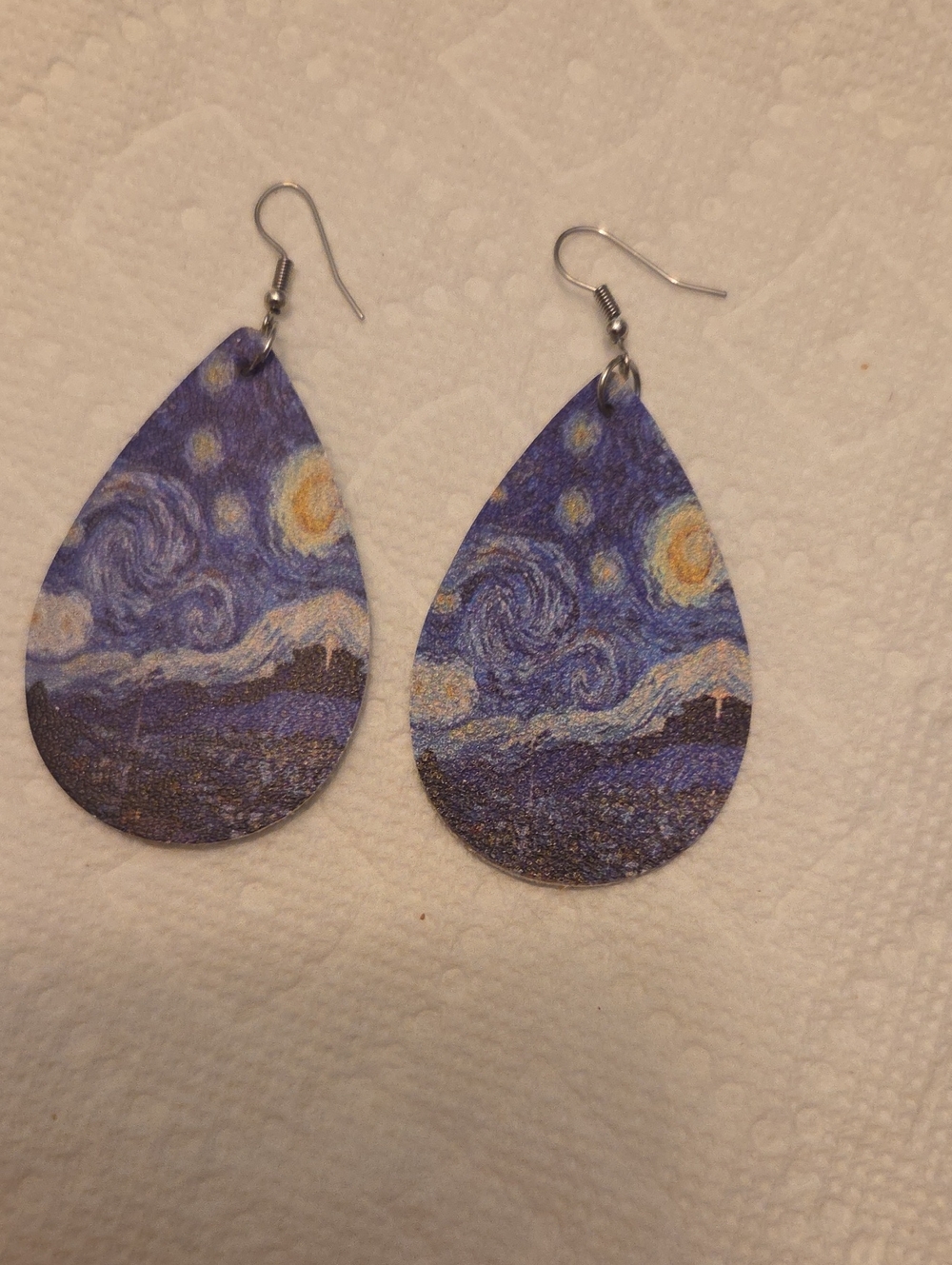Starry Night Teardrop Dangle Earrings - Blue